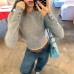 Round Neck Stereoscopic Slim Fit Waist-Cinching Brushed Thick Versatile T-Shirt Round Neck Stereoscopic Slim Fit Waist-Cinching Brushed Thick Versatile T-Shirt