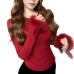 Golden Dream  Small Bow Hollow Faux Fur Sleeve Inner Knitwear