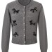 Gray Short Knit Crop Top and Cardigan Set Unique Design Two-Piece Set
