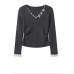 Sheep City Story Pure Desire Lace V-Neck Slim Fit Knitted Sweater Layer