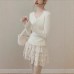 Sheep City Story Pure Desire Lace V-Neck Slim Fit Knitted Sweater Layer