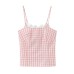 U-neck plaid slim fit tank top