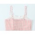 U-neck plaid slim fit tank top