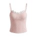 U-neck plaid slim fit tank top