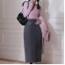 COTRE Gray Pink Plum Soft  Feel Shoulder Cut-Out Ribbed Skin-Friendly Knit