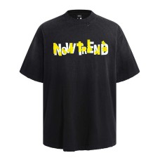 Overlapping letters printed washed and worn short sleeves