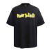Overlapping letters printed washed and worn short sleeves