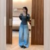 Dark Gray Round Neck Long Sleeve Knit Top