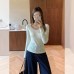 Dark Gray Round Neck Long Sleeve Knit Top