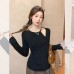 Black Faux Two-Piece Beaded Long Sleeve Knit Top