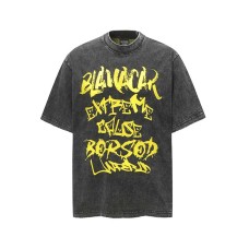 Graffiti letter printing washing water to make old short sleeves