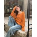 Dopamine Orange Shoulder-Baring Long Sleeve Knit Top