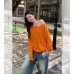 Dopamine Orange Shoulder-Baring Long Sleeve Knit Top