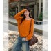 Dopamine Orange Shoulder-Baring Long Sleeve Knit Top