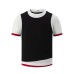 Color blocking fake two round neck short sleeves