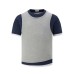 Color blocking fake two round neck short sleeves
