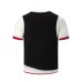 Color blocking fake two round neck short sleeves