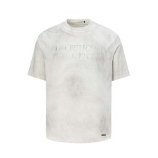 Blurred letters printed on dirty short sleeves