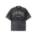 Alphabet patch embroidery with frayed edges gradient washable short sleeves