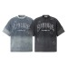 Alphabet patch embroidery with frayed edges gradient washable short sleeves