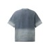 Alphabet patch embroidery with frayed edges gradient washable short sleeves