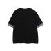 Cartoon Embroidery Color-Block Patchwork Short Sleeve T-Shirt 