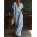 Elegant Casual Loose Linen Cotton Long Dress with Lace Trim Elegant Casual Loose Linen Cotton Long Dress with Lace Trim