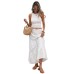 Sleeveless solid color vest floral skirt set