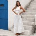 Sleeveless solid color vest floral skirt set