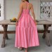 Hanging neck slit geometric print dress