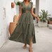 V-neck ruffle sleeve dress