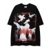 Character Grid Graffiti Printed Short Sleeve
