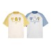 Cute Duckling Cat Patchwork Embroidery Splicing Grid Color Contrasting Short Sleeve