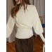 High Neck Slim Fit Ribbed Bubble Sleeve Thick