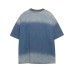 Five pointed star frayed edge embroidered fabric washed and worn short sleeves