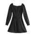 Elegant bow square neck waistband dress