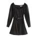 Elegant bow square neck waistband dress