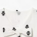Bubble sleeve bow embroidered dress