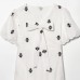 Bubble sleeve bow embroidered dress