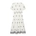 Bubble sleeve bow embroidered dress