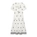 Bubble sleeve bow embroidered dress