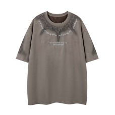 Embroidered suede spray painted short sleeves Embroidered suede spray painted short sleeves