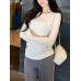 Soft Style Design Sense Semi-Transparent Off-the-Shoulder Knit Long Sleeve