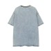 Embroidered letters washed and used denim short sleeves