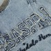 Embroidered letters washed and used denim short sleeves