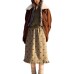 Fleece Dot Embroidered Straight Wool Skirt 