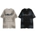 Spray painted dirty character print short sleeved shirt Spray painted dirty character print short sleeved shirt