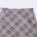 Commuting style elegant plaid silk mesh skirt
