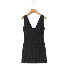 Street striped waistband vest jumpsuit skirt Street striped waistband vest jumpsuit skirt