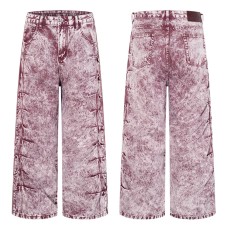 Street Style Vintage Pleated Straight Leg Jeans Street Style Vintage Pleated Straight Leg Jeans